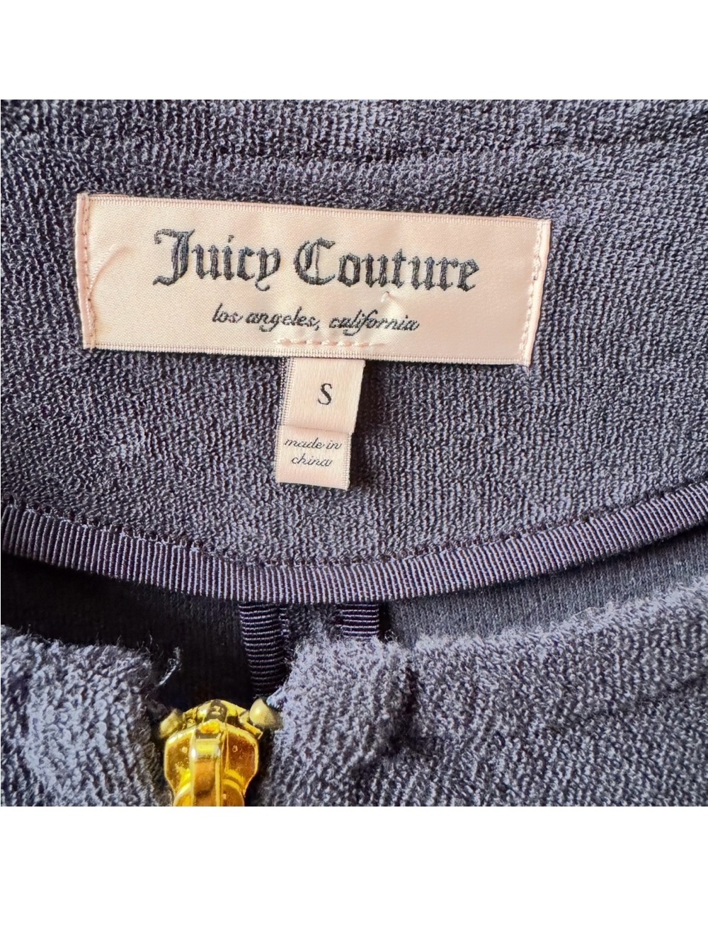 Vintage JUICY COUTURE Terry Cloth Track Jacket Silver J-Zip Navy Blue Small Y2K - Picture 3 of 8